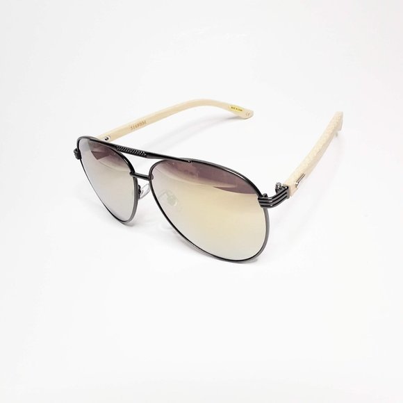 House of Thiam Accessories - Aviator Sunglasses with Bamboo Arms